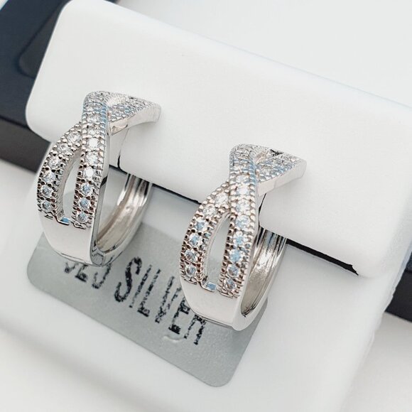 "925 Sterling Silver Cubic Zirconia Earrings, UU1P6A6149 - Picture 3 of 10